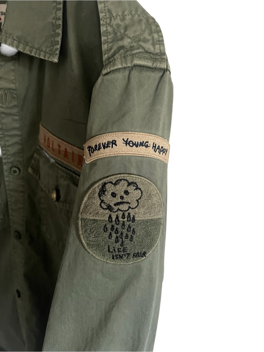 Zadig & Voltaire Taskal Grass Khaki Patch Military Shirt Jacket XS - Picture 4 of 12